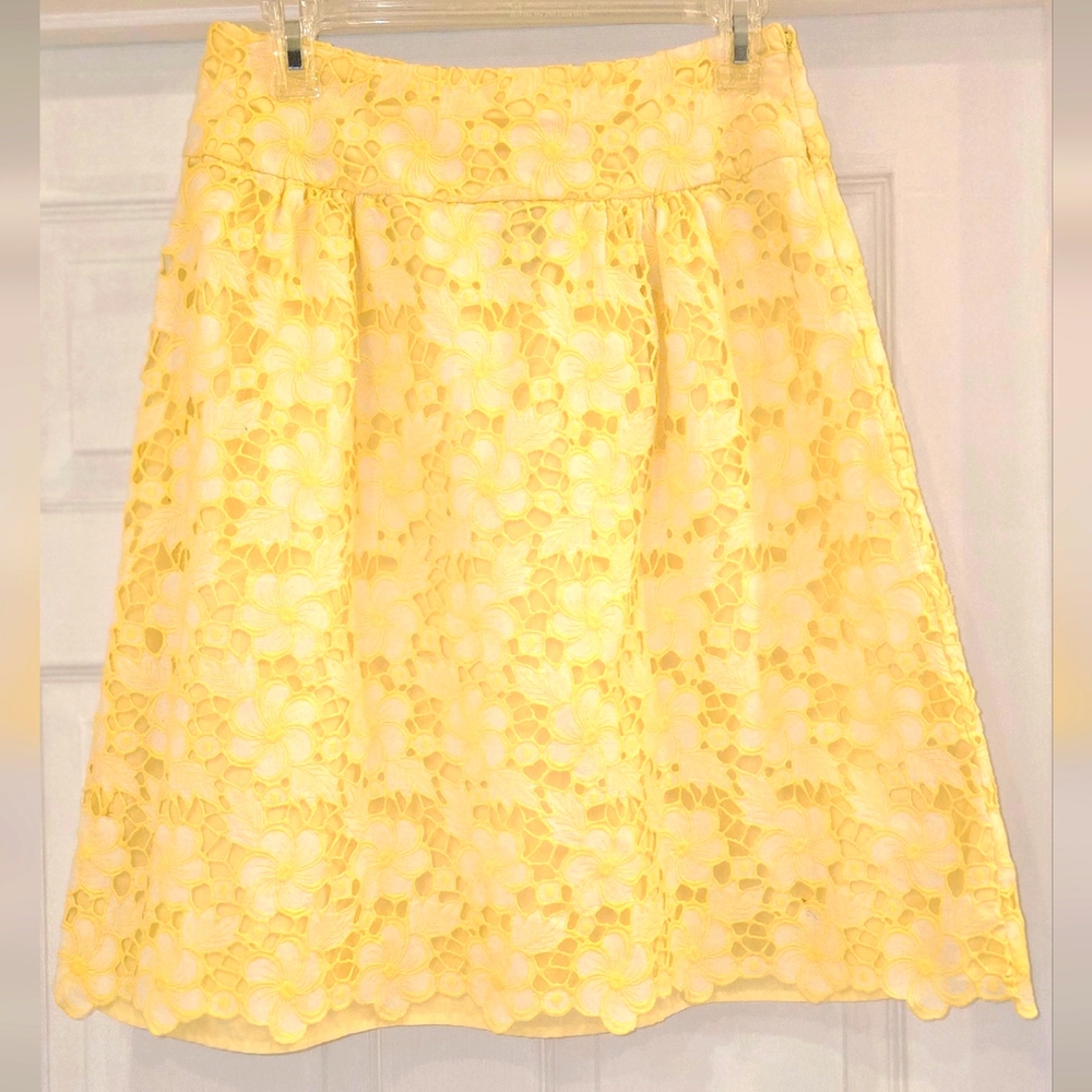 Lilly Pulitzer Sunny Yellow Floral A-Line Skirt